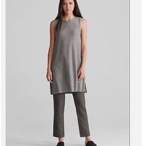 Eileen Fisher Tunic Sleek Knit Bateau Neck Sleeveless Top Organic Linen